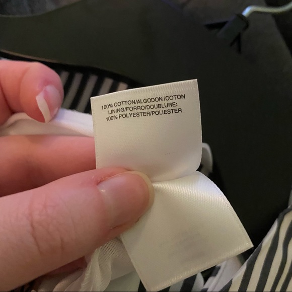 Grey and white striped button up dress with tie - Picture 6 of 10